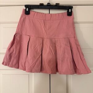 Pink Pleated Mini Skirt